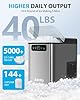 Aeitto Nugget Ice Maker Countertop, Pellet Ice Machine Soft Chewable Ice 40lbs/Day, One-Click Operation, Auto Self-Cleaning Crushed Ice Makers Stainless with Scoop for Home/Kitchen/Office (Grey)