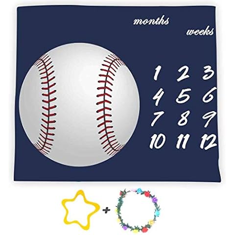 F-FUN SOUL Baseball Theme Baby Monthly Milestone Blanket 48x40in Age Growth Tracker Baby Shower Nursery Blanket Newmom Gift with Bonus Marker LHFS827 Cover