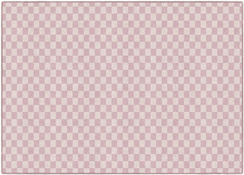 Flagship Carpets Schoolgirl Style Pink Checkerboard Educational Area Rug for Kids Room Seating Décor, Children's Classroom, Play Carpet for Teaching and Playroom, 5' x 7'6