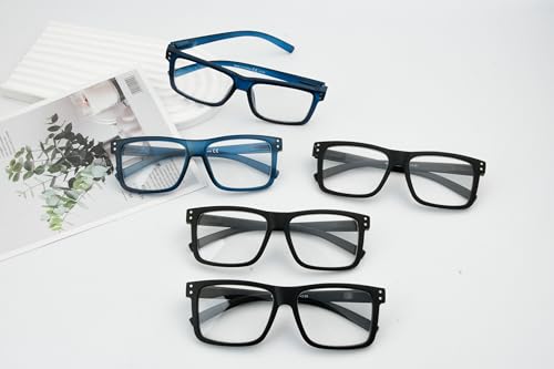 Image of Eyekepper 0.25 Reading Glasses Men,Oversized Readers Women,3 Black & 2 Blue