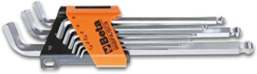 Beta 96 BPA/SC9-9 Set of 9 Ball-End Hex Keys with Holder, Extra Short End, 1.5mm - 10mm