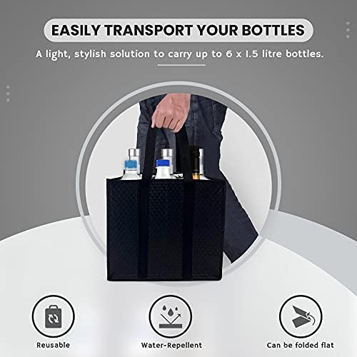 6 Bottle Bag Carrier Compartments for 6 x Wine Bottles. Divider Suitable for 6 x 1.5 Litre Bottles, Jars, Tins, Vials and Containers
