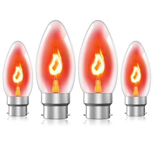 BrightArk Flickering Flame Tip Candle Bulb B22, BC Bayonet Cap Flicker Flame Light Bulbs 230V, Flickering Light Bulb b22 Warm White for Holiday Decoration (4-Pack)