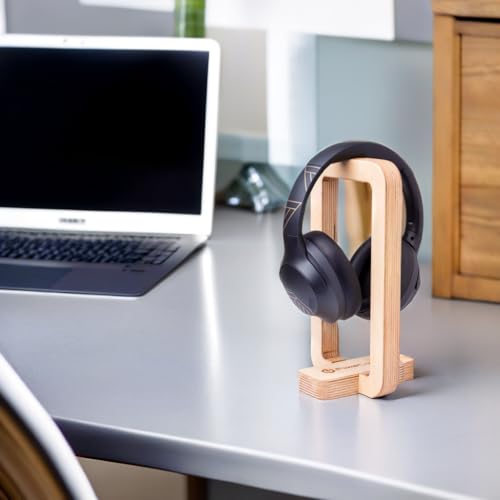PowerLocus Stojak na słuchawki z drewna, uniwersalny stojak na słuchawki nauszne, uchwyt na słuchawki gamingowe, stojak na słuchawki, kompatybilny z Sony/Bose/Beats/Razer/Airpod Max itp