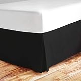 Valencia Beddings Split Corner Bed Skirt 21 Inch Drop Queen Size 100% Natural Cotton Wrinkle and Fade Resistant Queen Size, Black Solid