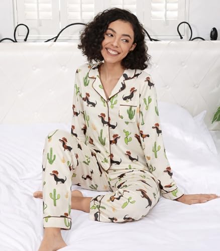 Image of WiWi Viscose from Bamboo Women's Pajamas Set Super Soft Button Down Top and Pants Sleepwear Cooling Pjs S-3X