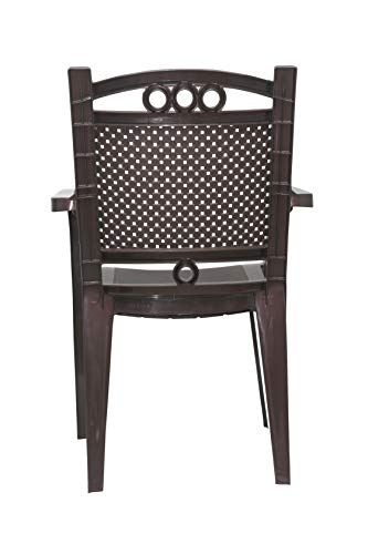 Image of Prima Plastic Chair for Living Room | Set of 2 | Chair for Home, Living Room, Multipurpose | Stackable Chair with arm | 100% Virgin Plastic | Quikr 3 (Weather Brown Colour)