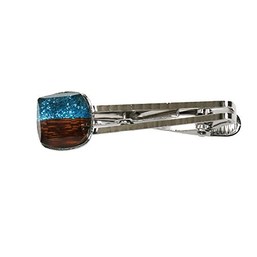 TAMARUSAN Tie Bar Men's Tie Clip Blue Lame Tie Bar Tie Pin