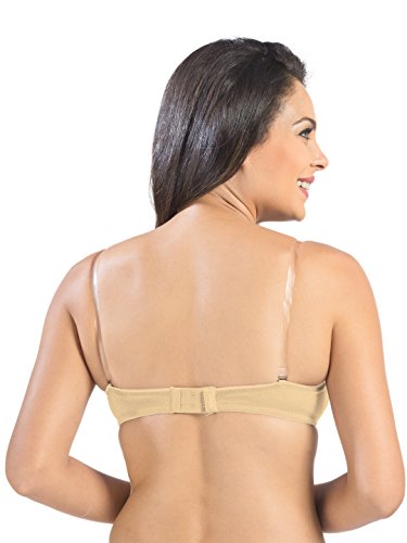 Image of SONARI Ell 18 Womens T-Shirt Bra | Double Layered, Adjustable and Removable Bra Straps, Hook and Eye Closure, Non-Wired, Soft Cotton Spandex Material (Free Transparent Straps)