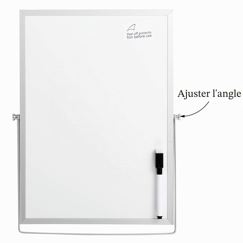DOEWORKS Tableau Blanc Magnétique de Bureau, Petits Tableaux Blancs Double Face, Portable Tableau Blanc Effaçable à Sec pour Maison École Bureau, 25 x 35 cm