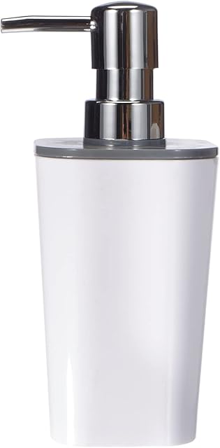 Kela Liquid soap Dispenser Nuria of Plastic in White/Grey, 7.5 x 7.5 x 17 cm