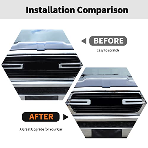 Image of Front Grille Inserts Trim Cover Grill U Bar Cover Frame Decoration Exterior Accessories for Dodge RAM 2018 2019 2020 2021 2022,white