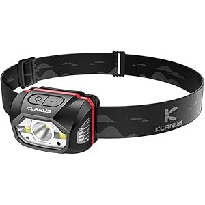 klarus HM1 Lampe Frontale USB C Rechargeable 440 Lumens avec Détecteur de Mouvement, Torche frontale LED IPX6 étanche pour la course, le camping, la randonnée, la chasse