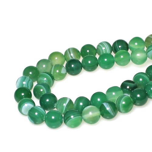 MJDCB Natural Round Stone Beads 8mm Green Striped Agate Loose Gemstone Beads for Jewelry Making Bracelet Necklace 43pcs - Image 3