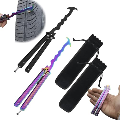 Image of Tire Stone Removal Hook, Automotive Hook, Tire Picker, Multifunctional Collapsible Portable Removal Tool, Car tire Cleaning Tool,Removing Stones from car Tires (Black+Chromatic)