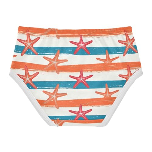 Wusikd Starfish on Stripes Girls' Underwear Cotton Girls Briefs Soft Toddler Underwear 2T2