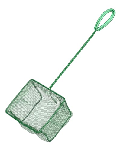Image of Pawfly Aquarium Fish Net with Braided Metal Handle Square Net with Soft Fine Mesh Sludge Food Residue Wastes Skimming Cleaning Net for Fish Tanks Small Koi Ponds and Pools
