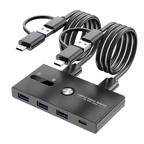 Conmutador KVM USB C de 4 puertos: comparta ratón y teclado entre dos PC sin desconectar 3