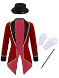 Yruioon Traje Circo Niños Y Niñas Uniforme Director Circo Chaqueta Frac Manga Larga Saco Blazer Traje Baile Carnaval Y Fiestas borgoña 13-14 años