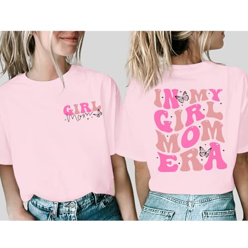 Image of Mama Shirts for Women in My Girl Mom Era Shirt Funny Letter Printed Graphic Tees Casual Tops
