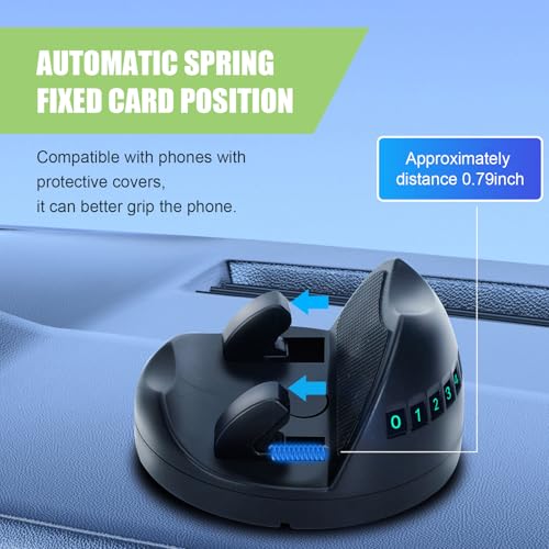 Polcatay Dashboard Mobile Phone Holder, Non-Slip Rotatable Navigation Bracket with Parking Number Plate, Center Console Self-Adhesive Mounted Cleanable Holder, for Most Cars Trucks Home (Black) by Polcatay - Image 6