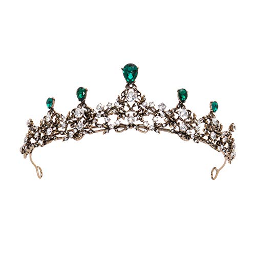 SWEETV Vintage Baroque Wedding Tiara for Brides - Princess Tiara Headband Prom Queen Crown Bridal Hair Accessories for Women
