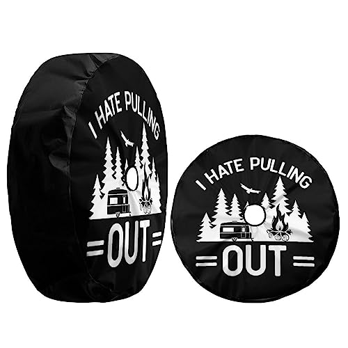 Image of Delerain I Hate Pulling Out Spare Tire Cover with Backup Camera Hole Wheel Protectors Sun Protector Waterproof for Jeep Trailer RV SUV Truck and Many Vehicle(16 Inch for Diameter 29 inch-31 inch)
