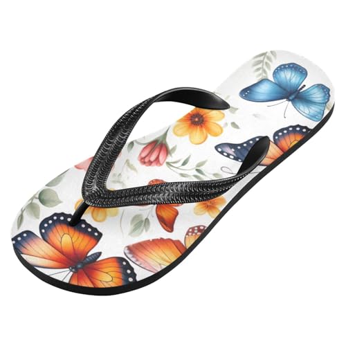 Butterfly Flower Beach Summer Casual Flip Flop Sandals Non-Slip Quick Dry for Women Men 214B2798