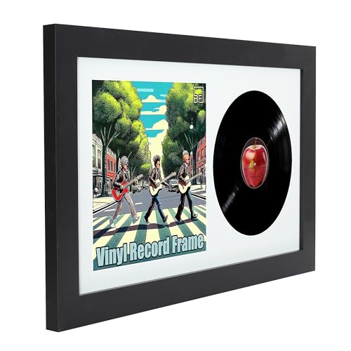 12" `Record Double Vinyl LP Record and Album Cover Frame With White Mount Memorabilia Wall Display