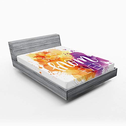 Lunarable Mothers Day 2 Pack Fitted Sheet, Slogan Best Mom