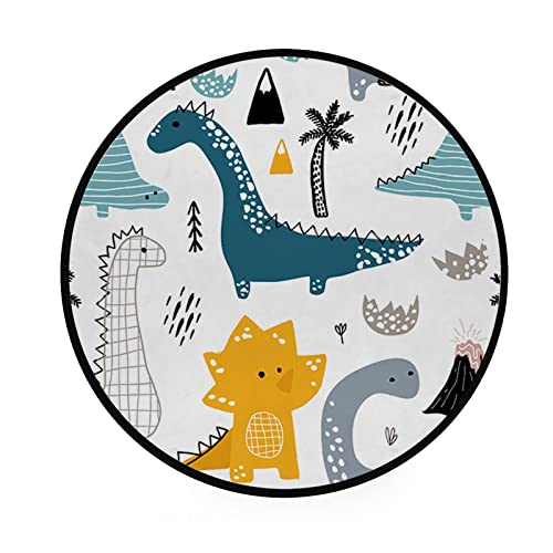 Bvogos 3’Ft Large Round Foam Rug Cartoon Dino Dinosaurs, Ultra Soft Kids Floor Playing Mat Area Rugs For Bedroom Living Room Baby Room Home Decor #TOP2