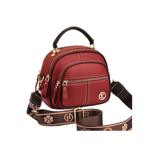 Gpmsign Bags, Gpmsign Crossbody Leather Bags, Multifunctional Compartment Adjustable Wide Shoulder Strap Leather Bag (Red)