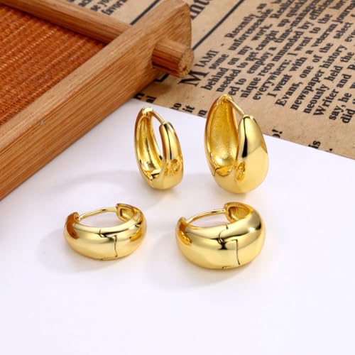 3Pairs Gold Hoop Earrings Set for Women Trendy Chunky Huggie Dainty Earrings Jewelry for Women Teens4