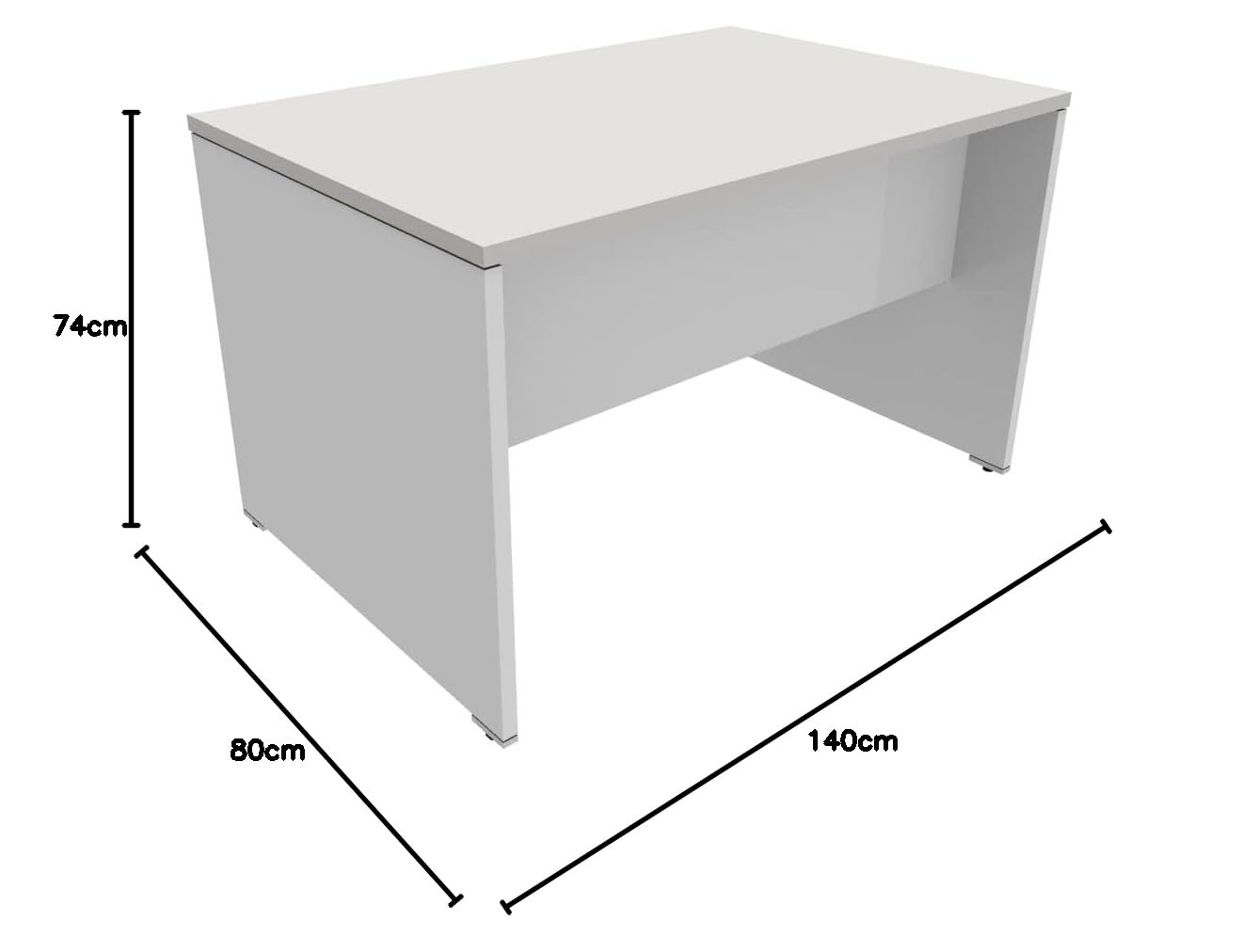 FBasic Scrivania Operativa in legno - Colore Bianco - 140x80x74