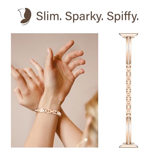 Missair Bands Compatible with Apple Watch Band 38mm 40mm 41mm 42mm 44mm 45mm 46mm 49mm for Women, Slim Metal Dressy Jewelry Bracelet with Bling Diamond for iWatch Series 11 10 9 8 7 6 5 4 3 SE Ultra