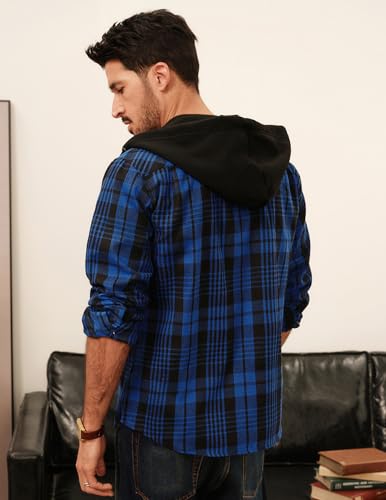 PJ PAUL JONES Men's Flannel Shirt Plaid Hoodie Casual Shirt Long Sleeve Lightweight Shirt Jackets3