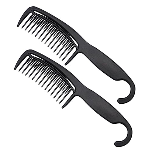 DEARMAMY 2Piezas Peine de Corte para Mujer de Peines Colgantes para Casa Herramienta de Peluquería para Estilistas y Salones Negro
