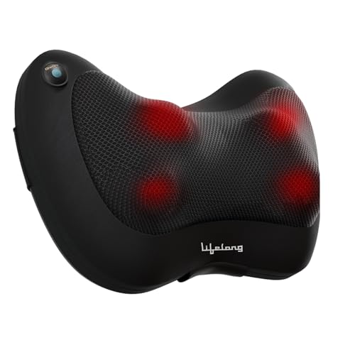 Image of Lifelong Cushion Massager and Body Massager with Heat and Strong 8 Deep Kneading nodes for Back, Neck, Shoulders Muscle Pain Relief and Portable Massager (Black)
