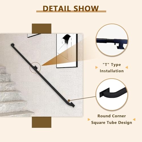 Rambarde d'escalier métallique de 3m noire mate pour intérieur