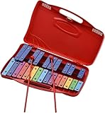 Zhongqin, 25 Note Colored Aluminum Xylophone With 2 Hammer Percussion Instruments, Used For Rhythm Training(Crimson)