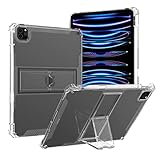 Dteck Clear Case for Apple iPad Pro 12.9 inch 6th/5th/4th/3rd Generation Case with Pencil Holder, Slim Lightweight Kickstand Protective Transparent Cover for iPad Pro 12.9 inch 2022/2021/2020/2018