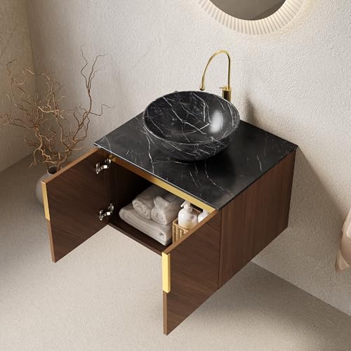 Lavabo de cerámica sinterizada en mueble de baño de 61 cm premium 6