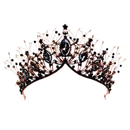 Frcolor Vintage Baroque Crown - Black Alloy Prom Queen Bridal Tiara