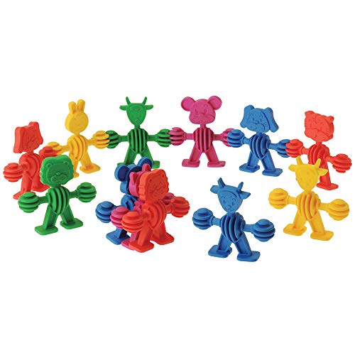 Constructive Playthings 36 Piece Flexanimals Set Can Build Paw to Paw or Belly to Belly in 5 Colors Allowing Patterning and Sorting for Ages 3 Years and Up