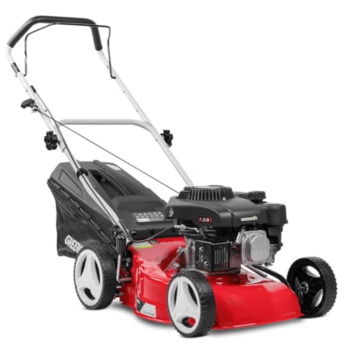 GREENCUT GLM680X - Tondeuse à Essence 4 Temps OHV 139cc et 5cv Démarrage Manuel Facile, Largeur de Coupe 410 mm, Rotatif, Hauteur de...