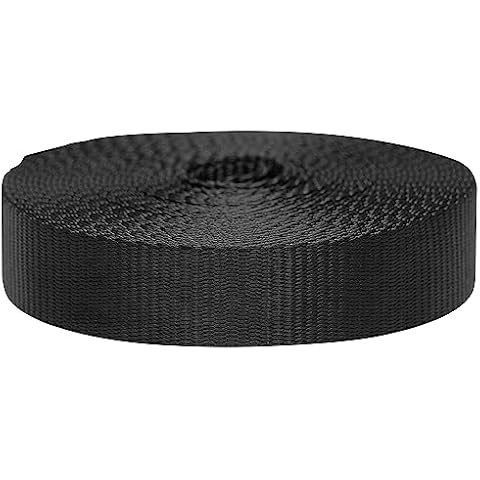 Strapworks Colored Flat Nylon Webbing - Strap for Arts and Crafts, Dog Leashes, Outdoor Activities – 1.5 Inches x 10 Yards, Black Cover