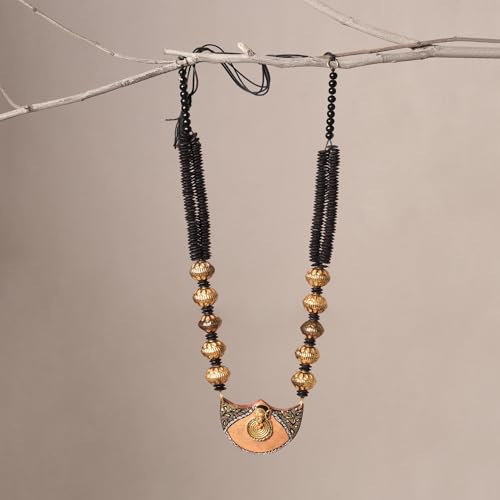 Image of AAKRITI ART CREATIONS Handcrafted Tribal & Boho Ethnic Necklace Collection | Floral, Mandala, Tassel & Dhokra Pendant Designs | Artisan Brass, Wood & Statement Jewelry for Women