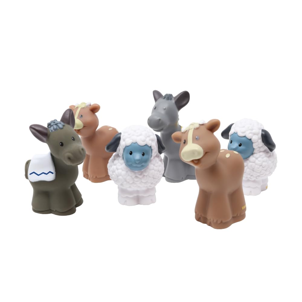Fisher-Price Parti di ricambio per set da gioco da collezione J2404 per piccoli personaggi di Natale, Natività o fattoria, confezione di sei personaggi di animali, 2 pecore bianche, 2 mucche marroni e