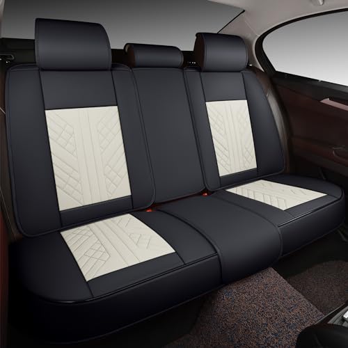 Image of GXT Bench Seat Cover, Premium Faux Leather Bench Seat Covers for Trucks - Universal Fit for Most Sedans SUV Pick-up Truck, Durable for Long Lasting Protection(White and Black)