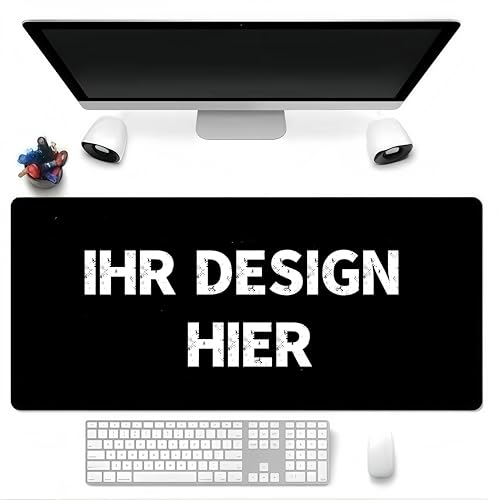 Individuelles Mauspad personalisierbar mit Foto und Text. Rutschfeste Gummibasis minimalistisches Design Großformat. Wählbare Dicke:2mm/3mm/4mm/5mm. Optimal für Büro Homeoffice und Gaming 90x40cm